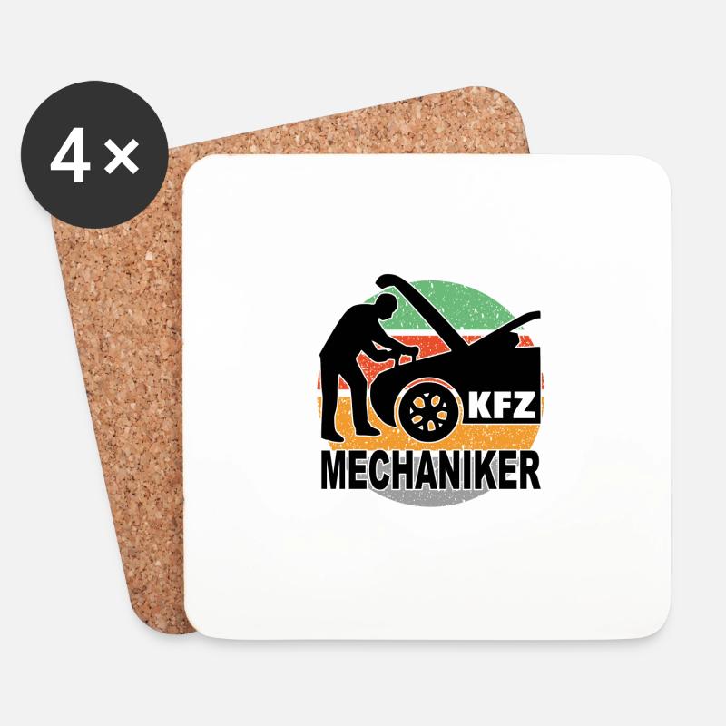 KFZ Mechaniker Automechaniker - Untersetzer (4er-Set) - Weiß