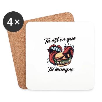 Tu est ce que tu manges t-shirt humour - Dessous de verre (lot de 4) - blanc - Devant