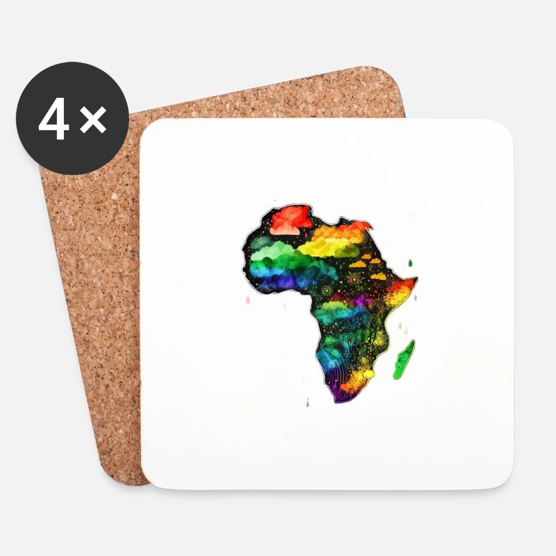 AFRIKA - KARTE - Untersetzer (4er-Set) - Weiß