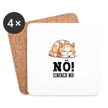Nö Einfach Nö No Nein Katze Kater Lustig Spruch - Untersetzer (4er-Set) - Weiß - Vorne