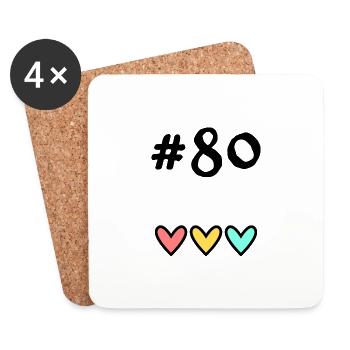 80 YEARS. 80TH ANNIVERSARY. BIRTHDAY 80 YEARS. 80 - Coasters (set of 4) - white - Front
