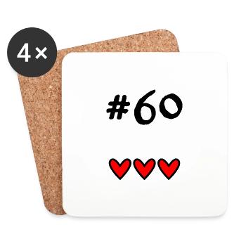 60 ANS. 60e ANNIVERSAIRE. ANNIVERSAIRE 60 ANS. 60 - Dessous de verre (lot de 4) - blanc - Devant