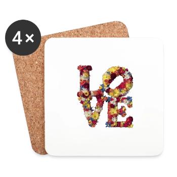Amour Design floral - Dessous de verre (lot de 4) - blanc - Devant