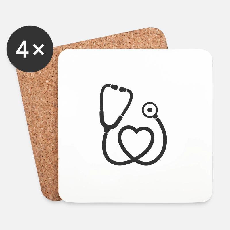 STETHOSKOP DOKTOR KRANKENHAUS - Untersetzer (4er-Set) - Weiß