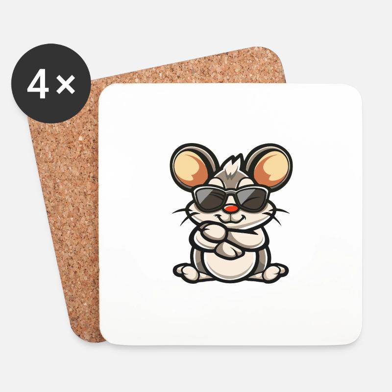 Maus Cool Tier - Untersetzer (4er-Set) - Weiß