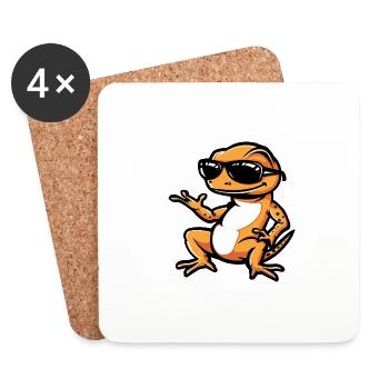 Echse Cool Tier - Untersetzer (4er-Set) - Weiß - Vorne