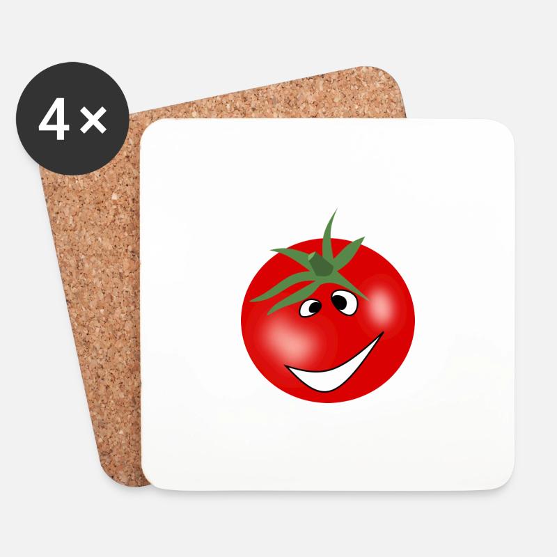 Lustige Tomate - Untersetzer (4er-Set) - Weiß