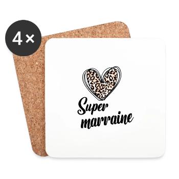 Super marraine - Dessous de verre (lot de 4) - blanc - Devant