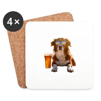 Dog days, summer, dog on the beach - Coasters (set of 4) - white - Front