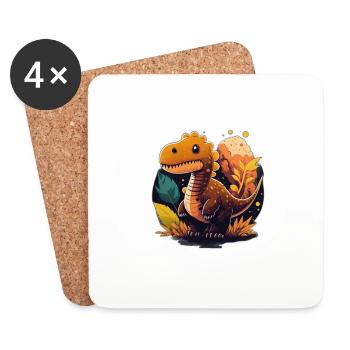 Petit dinosaure - Dessous de verre (lot de 4) - blanc - Devant