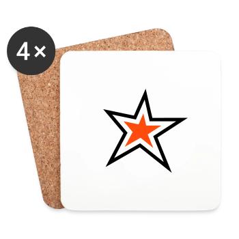 Étoile avec contour – 2 couleurs - Dessous de verre (lot de 4) - blanc - Devant
