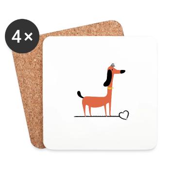 Dachshund Comic-Dackel Teckel-Love Dackel - Untersetzer (4er-Set) - Weiß - Vorne