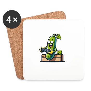 Gamer Zucchini - Coasters (set of 4) - white - Front