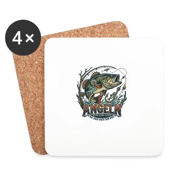 Angeln Logo Wilde Seen Flüsse - Untersetzer (4er-Set) - Weiß - Vorne