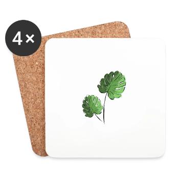 Monsetra offshoot with two leaves - Coasters (set of 4) - white - Front