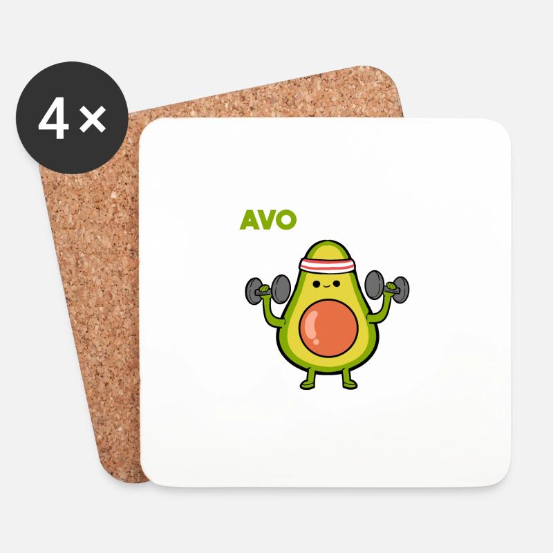 AVO-Cardio Avocado-Liebhaber Gift - Untersetzer (4er-Set) - Weiß