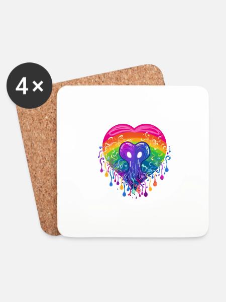 LGBTQAI+ Jellyfish Heart - Coasters (set of 4) - white