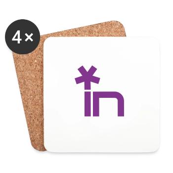 Stern-Icon über In-Logo - Untersetzer (4er-Set) - Weiß - Vorne