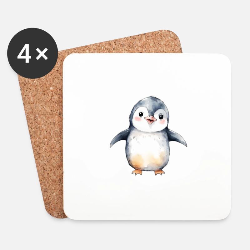 Pinguin - Untersetzer (4er-Set) - Weiß