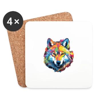 Artistic Chaos Wolf Circle - Coasters (set of 4) - white - Front