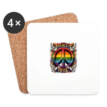 Rainbow Peace and Pride Vibrant Artwork - Untersetzer (4er-Set) - Weiß - Vorne