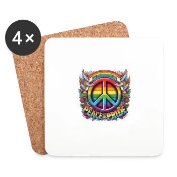 Paix Et Fierté Arc-en-ciel Symbole De La Paix Design - Dessous de verre (lot de 4) - blanc - Devant