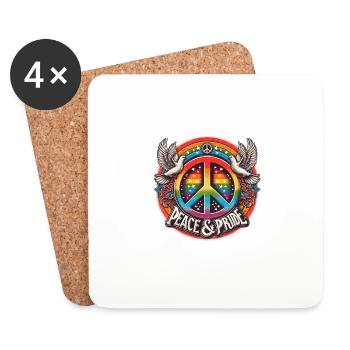Paix LGBT et fierté arc en ciel Design - Dessous de verre (lot de 4) - blanc - Devant