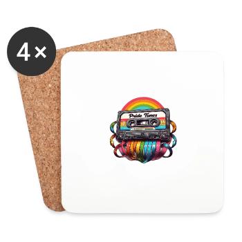 Pride Tunes Rainbow Cassette Design - Untersetzer (4er-Set) - Weiß - Vorne