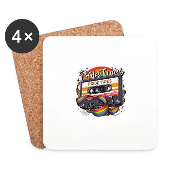 Pride Tunes Retro Rainbow Cassette Design - Untersetzer (4er-Set) - Weiß - Vorne