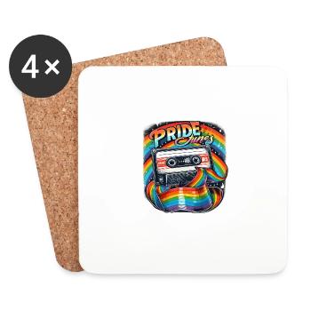 Pride Tunes Retro Rainbow Cassette Design - Untersetzer (4er-Set) - Weiß - Vorne