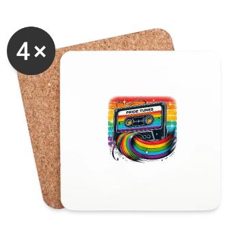 Pride Tunes Rainbow Cassette Design - Untersetzer (4er-Set) - Weiß - Vorne