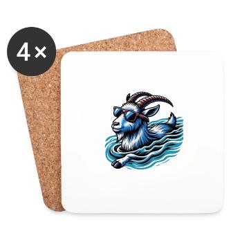 Drôle De Chèvre Natation Sport Design - Dessous de verre (lot de 4) - blanc - Devant