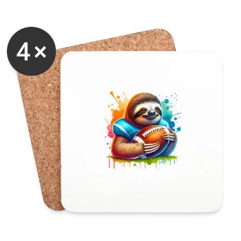 Cool Sloth Quarterback Sport Design - Coasters (set of 4) - white - Front
