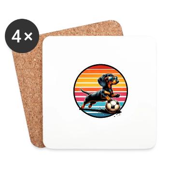 Dachshund Soccer Player Wiener Dog Fan - Coasters (set of 4) - white - Front
