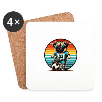 Pug Dog Football Player Ball Champion Fan - Coasters (set of 4) - white - Front