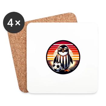 Retro Pinguin Vogel Fussball Spieler Ball Champion - Untersetzer (4er-Set) - Weiß - Vorne