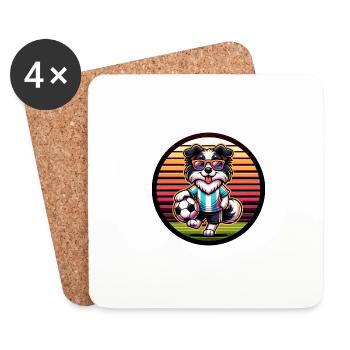 Border Collie Dog Football Player Ball Champion - Coasters (set of 4) - white - Front