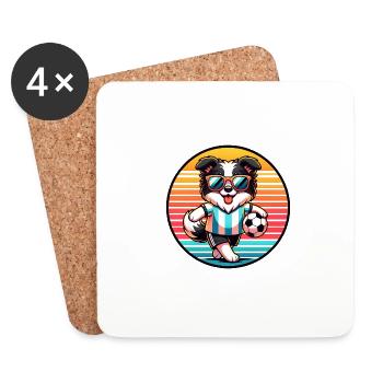 Border Collie Football Champion Dog Fan - Coasters (set of 4) - white - Front