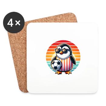Rétro Pingouin Joueur de Football Fan Champion - Dessous de verre (lot de 4) - blanc - Devant