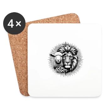 Vêtements Chrétiens Lion et Agneau - Dessous de verre (lot de 4) - blanc - Devant