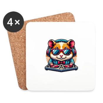 Cooler DJ Hamster Mit Sonnenbrille Und - Untersetzer (4er-Set) - Weiß - Vorne