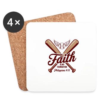 Avec Christ, je peux tout faire à travers le baseball - Dessous de verre (lot de 4) - blanc - Devant