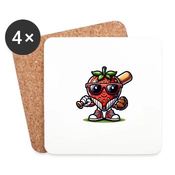 Cool Strawberry Baseball Adventure - Coasters (set of 4) - white - Front