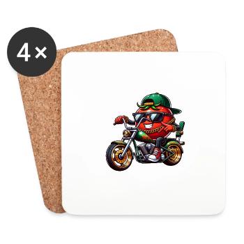 Moto tomate avec des lunettes de soleil cool - Dessous de verre (lot de 4) - blanc - Devant