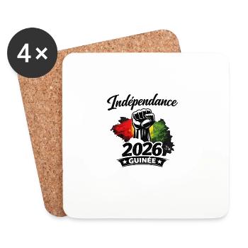 Independence GUINÉE“ mit Faust & Flaggenfarben - Untersetzer (4er-Set) - Weiß - Vorne