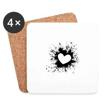 Heart stain, ink stain, heart of ink - Coasters (set of 4) - white - Front