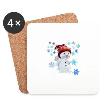 bonhomme de neige avec des flocons de neige - Dessous de verre (lot de 4) - blanc - Devant
