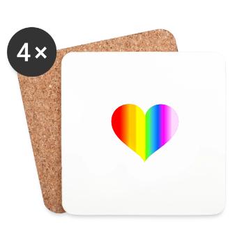 heart rainbow - Coasters (set of 4) - white - Front