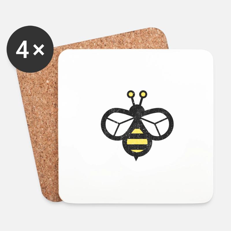 Bienen Design - Untersetzer (4er-Set) - Weiß