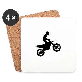 Motocross Biker Enduro Cross Bike Moto Wheelie - Dessous de verre (lot de 4) - blanc - Devant